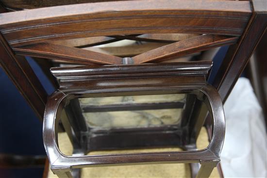 A Chinese rosewood and dreamstone inset low stool or stand, 19th century, possibly Zitan, 28cm sq. height 17cm